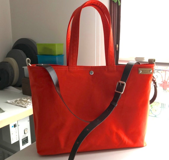 Orange tote bag Messenger bag Mom gift Work bag Leather | Etsy
