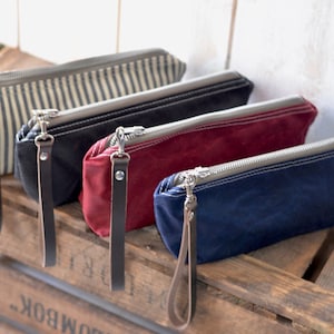Astuccio portapenne con cerniera in tela cerata, ritorno a scuola, astuccio in tela con cerniera, borsa da viaggio, organizzazione della scrivania, regalo per insegnanti IKABAGS