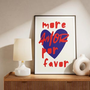 More Amor Por Favor, Poster di San Valentino, Soggiorno alla moda, Carte da gioco, Citazione artistica estetica, Carino, Download digitale di arte da parete regalo