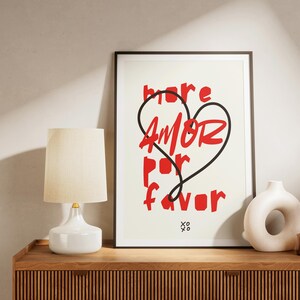 More Amor Por Favor, Poster d'amore, Arredamento soggiorno alla moda, Carte da gioco, Citazione artistica estetica, Carino, Regalo Arte da parete Download digitale 1 stampa