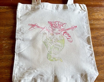 canvas tote bag with kitty