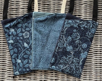 NEW!  William Morris Blues Hanging Fabric Lanyard Pouch for Sunglasses or Smart Phone, Lanyard, Travel Accessory, Hands Free Phone Lanyard