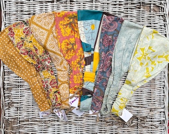 Last Chance KLEINES buntes sommerliches breit gerafftes Stoff elastisches Stirnband, Kopftuch, Turban, Boho Stirnband, schickes Stirnband, Accessoire