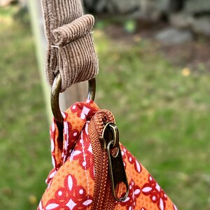 MEDIUM-Sized Rust on Pumpkin Geometric Fabric ARIANA BAG, Cross-Body, Shoulder, Carry-On, Weekender Bag, Fashion, Boho Style, Medium Purse image 4