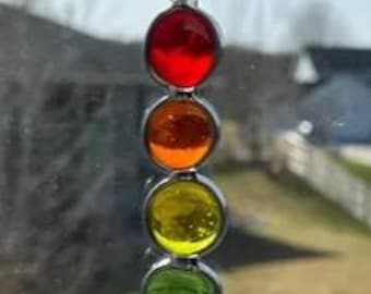 Stained Glass Rainbow Suncatcher, Window Hanging with Suction Cup