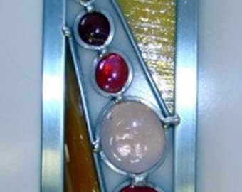 Stained Glass Suncatcher – Multi-Colored Glass Globes, Zinc Frame (3x18")