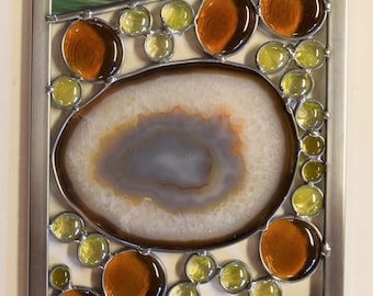 Stained Glass Agate "Mega" Color Strip, Window Art (8x24)