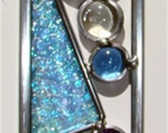 Stained Glass Suncatcher - Multi Colored, Zinc Frame (2 x 12")