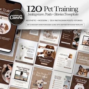 Dog pet paws Training coaching consultant Dog Trainer groomer business Editable CANVA Instagram Facebook social media posts templates, CANVA