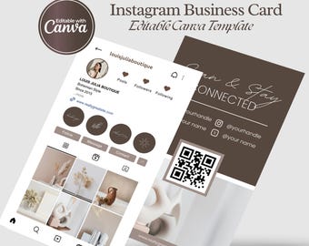Tarjeta de presentación de Instagram, plantillas editables para esteticistas, tarjeta de presentación de Instagram, plantilla para cuidado de la piel, plantilla para redes sociales, tarjeta de presentación con código QR