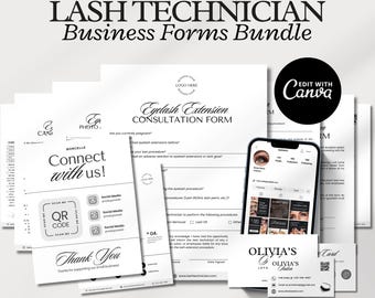 Lash Technician Business Bundle, Lash Extension Consent Forms, Eyelash Branding Templates, Esthetician Business Forms Client Intake Forms