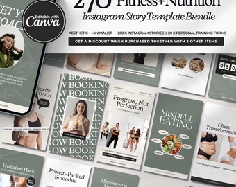 Fitness Coach Instagram Template, Nutrition Coach, Health Coach, Canva Social Media Template, Personal Trainer, Health and Wellness Coach IG
