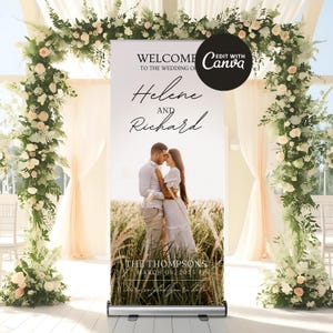 Wedding Retractable Banner, Welcome Romantic Style, Roll up banner, Welcome banner, Wedding welcome sign, pull up banner, stand up banner,