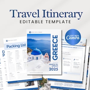 Editable Travel Itinerary Template | Trip Itinerary | Printable Travel Guide | Travel Agent Planner | Holiday Honeymoon Vacation Planner