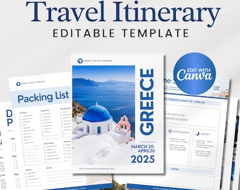 Editable Travel Itinerary Template | Trip Itinerary | Printable Travel Guide | Travel Agent Planner | Holiday Honeymoon Vacation Planner
