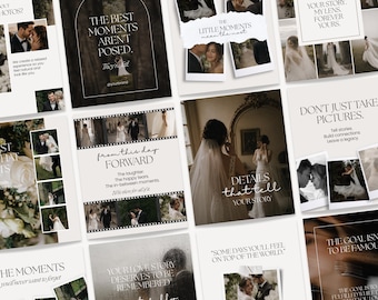 202 Wedding Photographer Instagram Posts, Photographer Instagram Post Story Template, Photography Pricing List, Social Media Canva Template