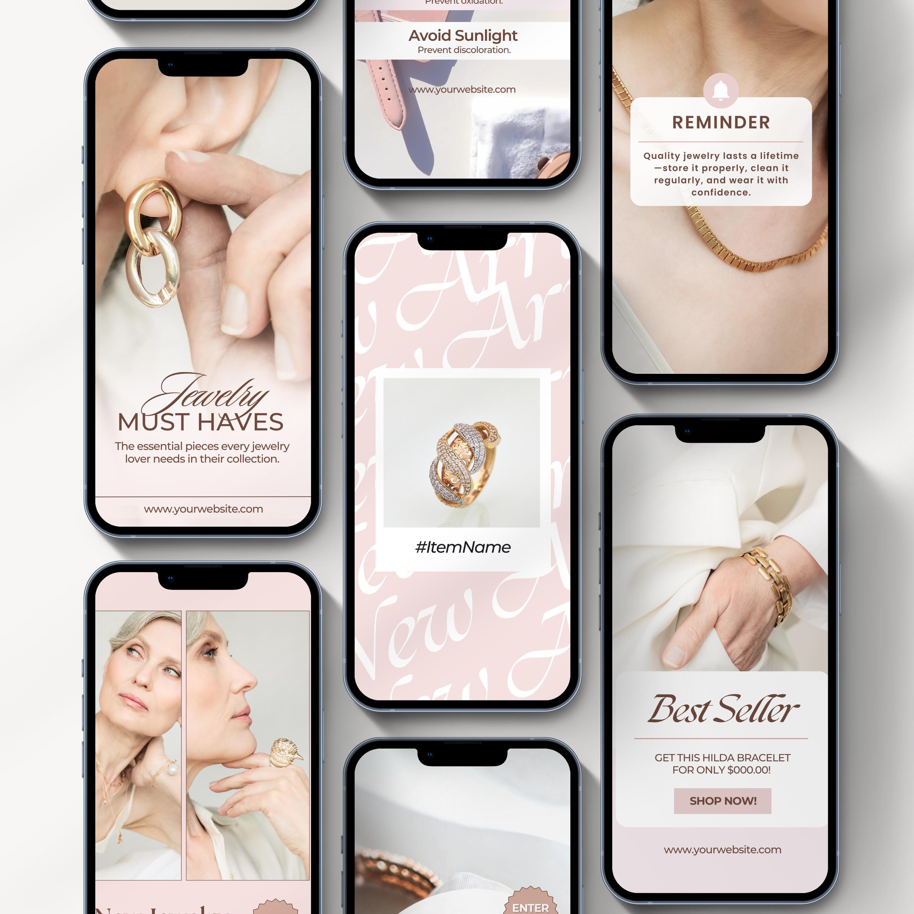 Jewelry Instagram Canva Template Templates - Jewelry Social Media ...
