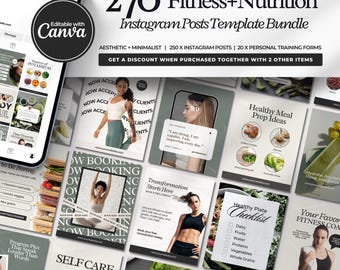 Fitness Coach Instagram Template, Nutrition Coach, Health Coach, Canva Social Media Template, Personal Trainer, Health and Wellness Coach IG
