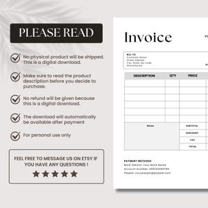 Small Business Invoice Editable, Minimalist Invoice Template Word ...