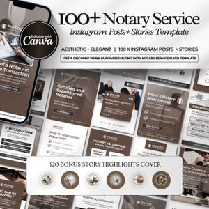 Notary Instagram Templates, Instagram Marketing Business Flyer, Notary Social Media Marketing Templates, Loan Signing Agent, CANVA Template