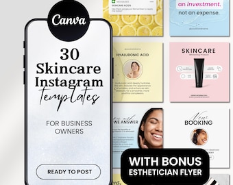 Skincare Instagram Templates, Esthetician Instagram Template, Skin Social Media Posts, Skincare Bundle, Skincare Coach, Skincare Post