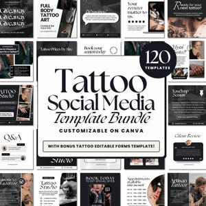 Tätowierer Instagram Post | Tättowierer Instagram Vorlagen | Tätowierer Social Media Story | Schwarzes Tattoo, Kundenaufnahme