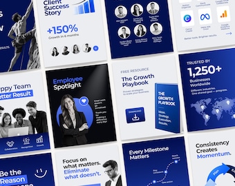 202 Modern Corporate Business Social Media Post + Story Design Template Instagram Templates B2B Marketing Bundle Canva Editable Branding Kit