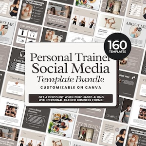 160 plantillas de entrenador personal / Plantilla de Instagram de entrenador de fitness, publicación de entrenador de gimnasio / Fitness de lujo / Entrenador de bienestar / Entrenador de salud Canva