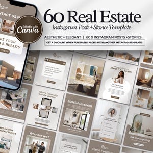 Luxury Real Estate Instagram Post Template for Canva | Realtor Social Media Marketing Templates | Real Estate Branding Kit | Canva Templates