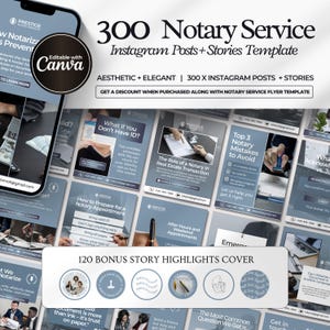 Notary Instagram Templates, Instagram Marketing Business Flyer, Notary Social Media Marketing Templates, Loan Signing Agent, CANVA Template