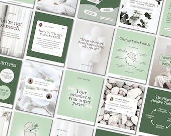 Therapist Instagram Templates, Psychologist Social Media, Mental Health Templates, Counseling, Counselor, Therapist Instagram Posts, Canva.