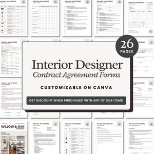 Interior Designer Client Contract, Interior Design Services Agreement, Client-Designer Agreement Template Interior Decorating Contract CANVA