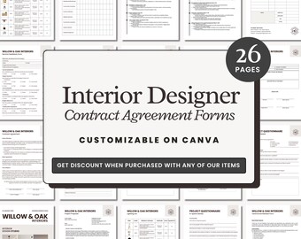 Interior Designer Client Contract, Interior Design Services Agreement, Client-Designer Agreement Template Interior Decorating Contract CANVA
