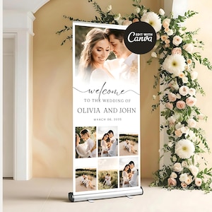Wedding Retractable Banner, Welcome Romantic Style, Roll up banner, Welcome banner, Wedding welcome sign, pull up banner, stand up banner,
