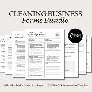 Cleaning Business Forms Bundle, Editable Cleaning Contract, Cleaning Checklist, Commercial Cleaning Proposal, Cleaning Service, Intake Form