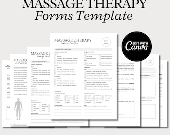 Massage Therapy Form, Massage Intake Form, Massage Aftercare, Massage SOAP Notes, Massage Consent Form, Massage Consultation Spa Forms CANVA