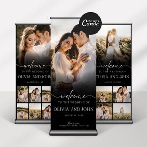 Wedding Retractable Banner, Welcome Romantic Style, Roll up banner, Welcome banner, Wedding welcome sign, pull up banner, stand up banner,
