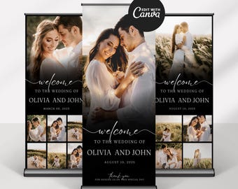Hochzeit einziehbares Banner, Willkommen im romantischen Stil, Roll-up-Banner, Willkommensbanner, Hochzeit Willkommensschild, Pull-Up-Banner, Stand-Up-Banner,