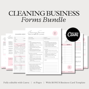 Cleaning Business Forms Bundle, Editable Cleaning Contract, Cleaning Checklist, Commercial Cleaning Proposal, Cleaning Service, Intake Form