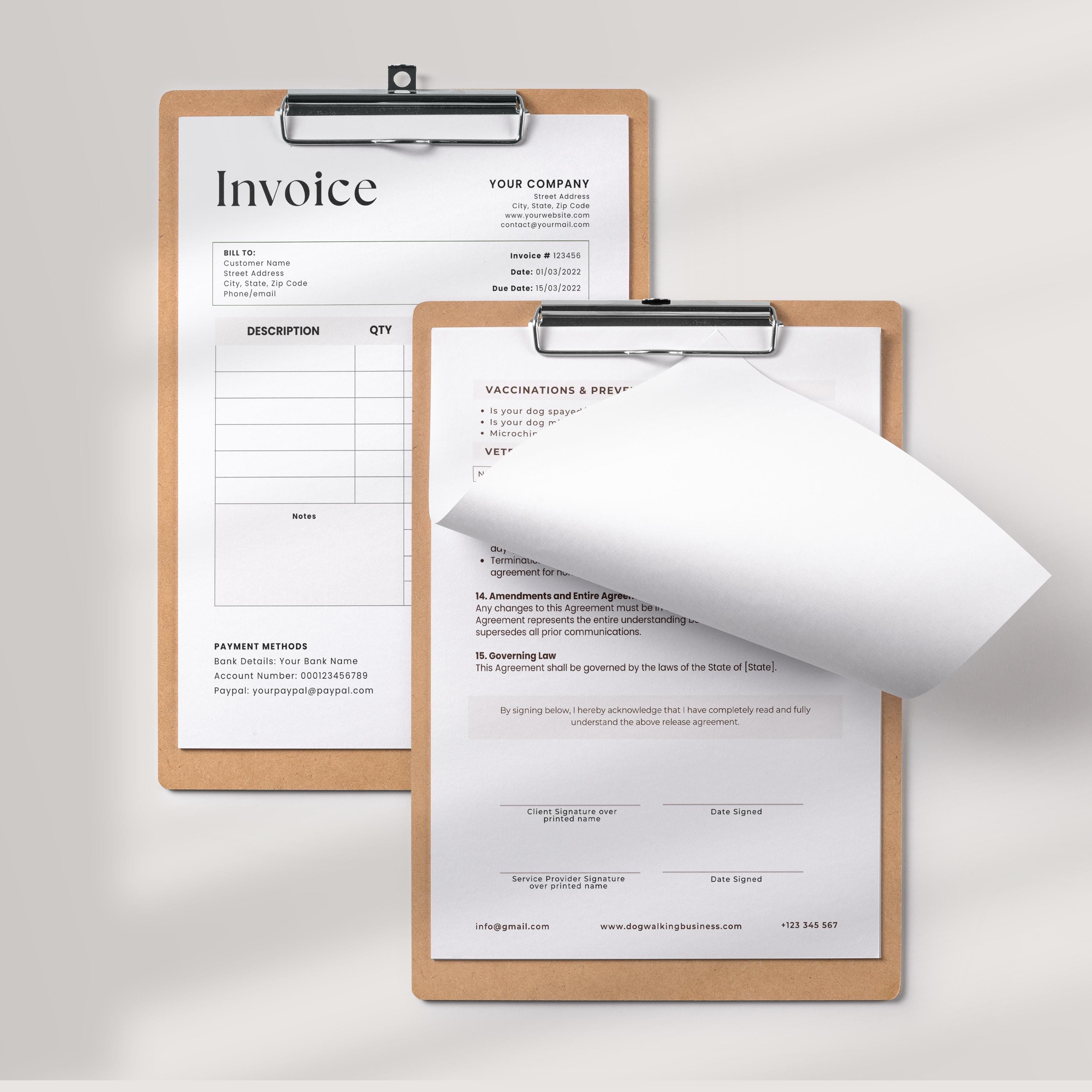 Dog Walking Invoice Template Doc