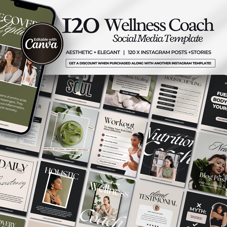 Wellness Coach Instagram Post Templates | Wellness Templates ...