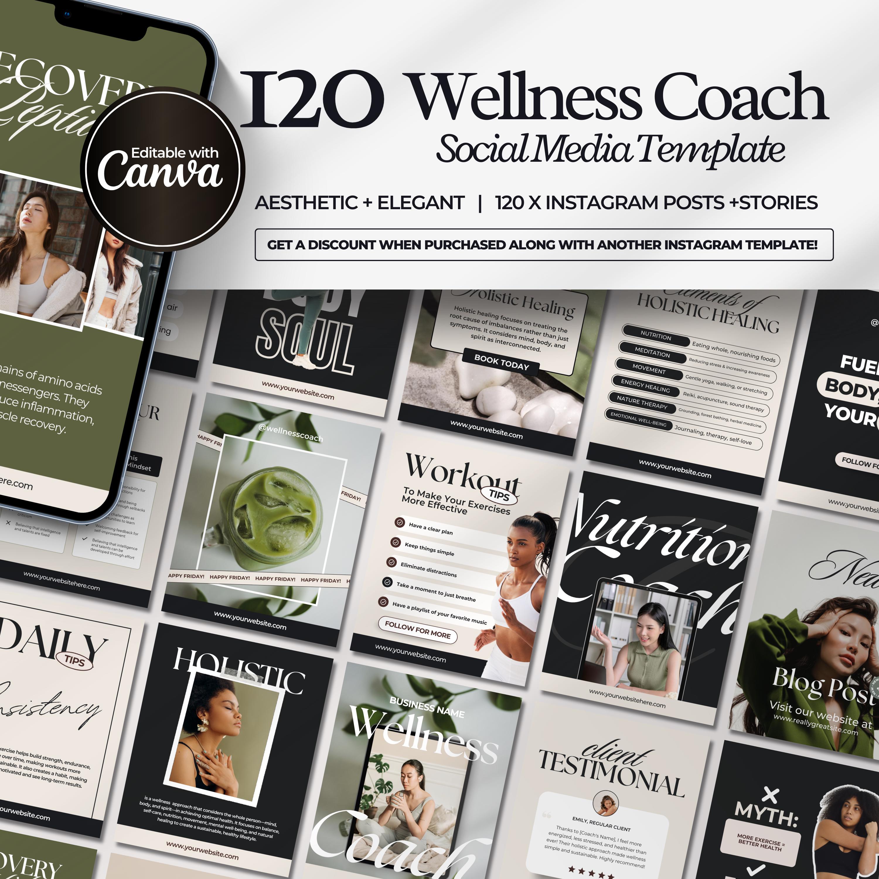 Wellness Coach Instagram Post Templates | Wellness Templates ...