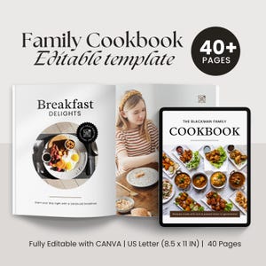 Cookbook Template | Recipe Book Template | Canva Templates | Cook Book Template | Recipe Template, Family Cook Book, Printable Recipe Book