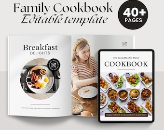Cookbook Template | Recipe Book Template | Canva Templates | Cook Book Template | Recipe Template, Family Cook Book, Printable Recipe Book