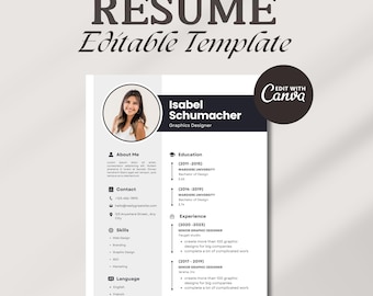 Minimal Resume Template Canva | CV Template | Professional Resume Template | Modern CV Template | Creative Resume | Interior Designer Resume