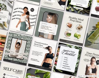 Fitness Coach Instagram Template, Nutrition Coach, Health Coach, Canva Social Media Template, Personal Trainer, Health and Wellness Coach IG