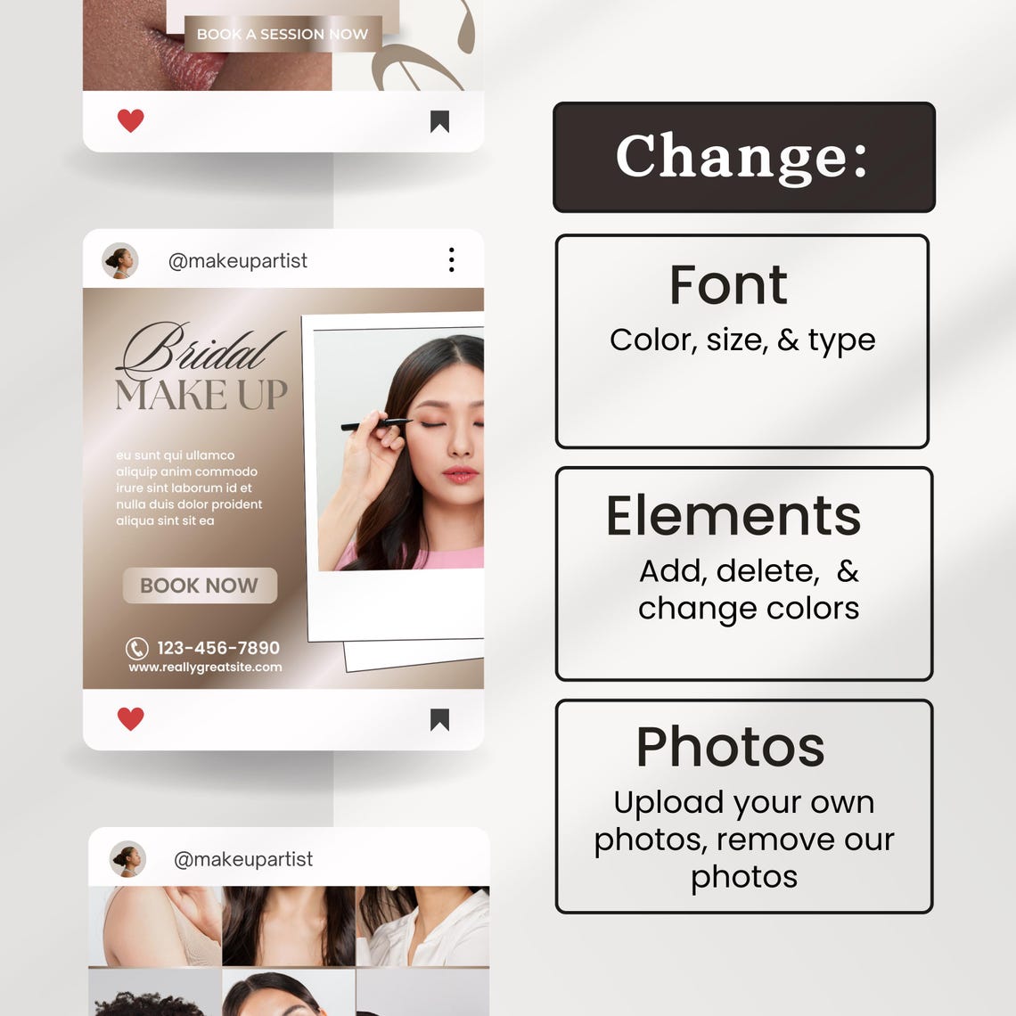 60 Ultimate MUA Instagram Templates • Make up Artist Post + Story ...