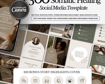 Somatic Coach Instagram Posts, Somatic Therapy Templates, Social Media for Wellness Practitioners, Nervous System Regulation, Canva Editable