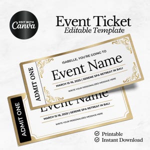 Event Ticket Vorlage, EDITIERBARE DIY Event Printable, Surprise Getaway, Einladung, Weihnachten, Geschenk für ihn, Musical, Theatershow, Konzert