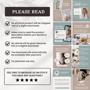 May include: A digital download product listing with a dark gray banner that reads "PLEASE READ". The listing includes information about the product, such as it being a digital download, no refunds, and for personal use only. The listing also includes the text "FEEL FREE TO MESSAGE US ON ETSY IF YOU HAVE ANY QUESTIONS!"